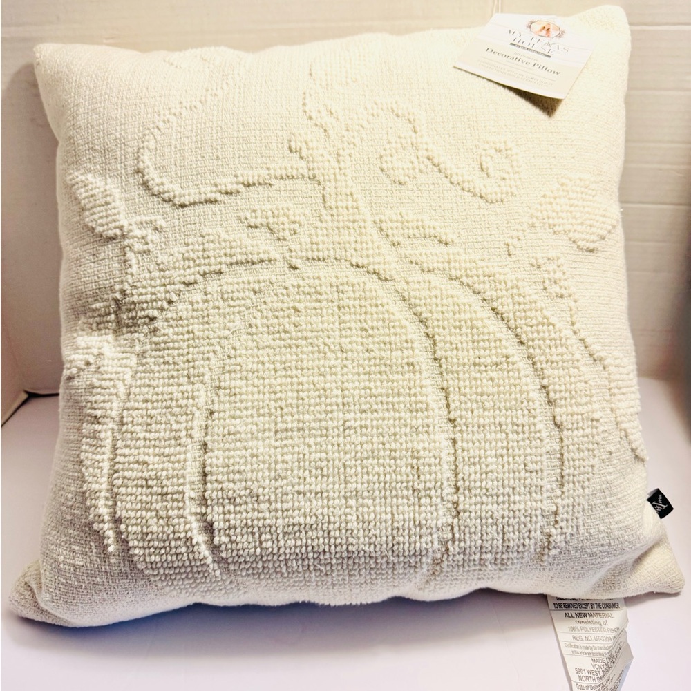 My Texas House White Textured Decorative Pillow 20x20